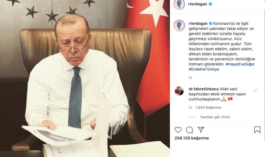 Cumhurbaşkanı Erdoğan'dan koronavirüsle mücadele paylaşımı