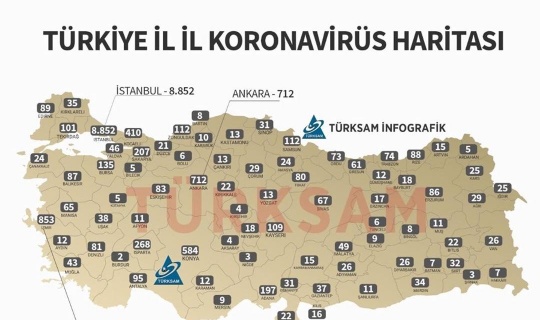 Türkiye'nin il il Kovid-19 vaka haritası