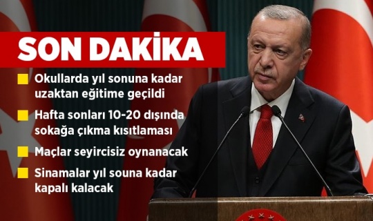 Cumhurbaşkanı Recep Tayyip Erdoğan Yeni Koronavirüs Tedbirlerini Açıkladı