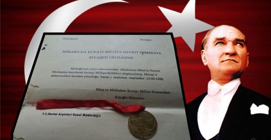 Atatürk Afşin’e Teşekkür Telgrafı Göndermiş