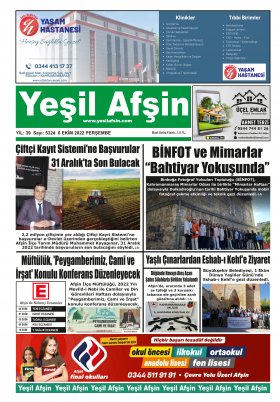 Yeşil Afşin Gazetesi - 06.10.2022 Manşeti