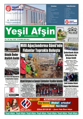 Yeşil Afşin Gazetesi - 15.11.2022 Manşeti
